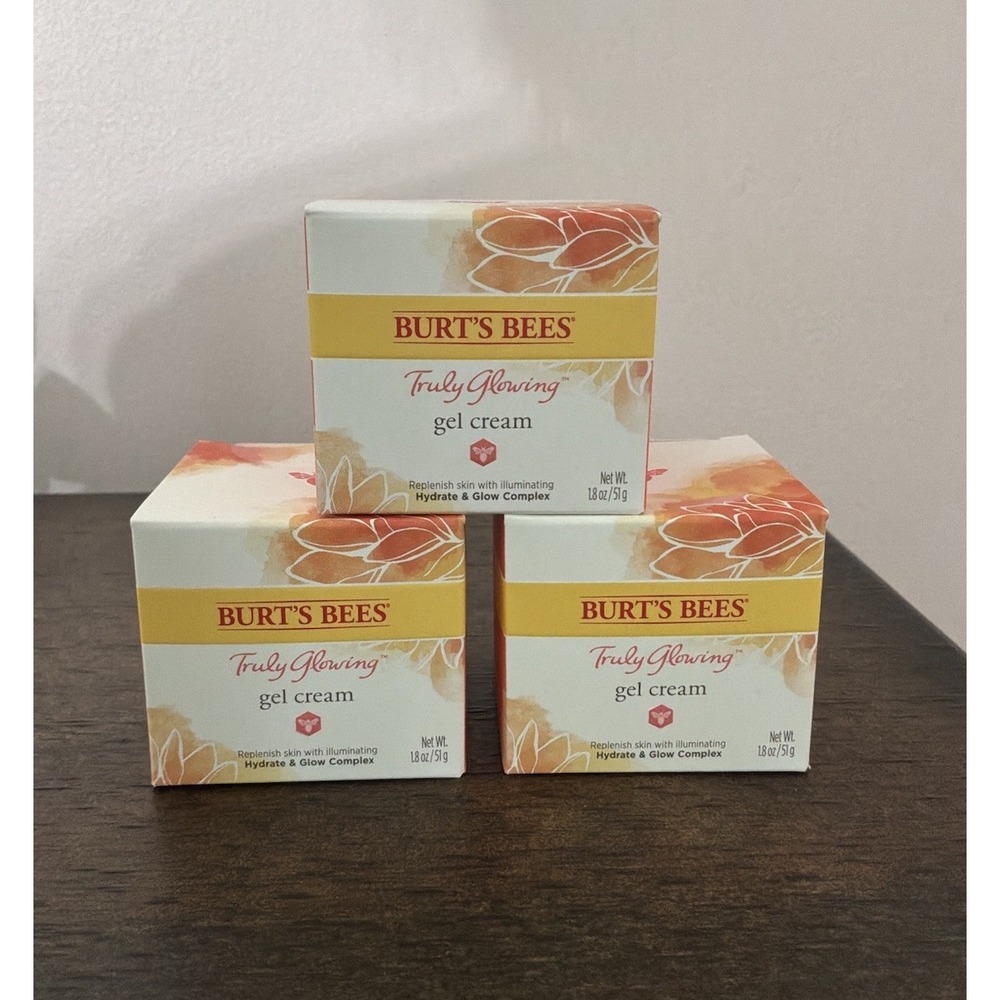 Lot Of 3 Burt's Bees TRULY GLOWING GEL CREAM 1.8oz Each New In Box